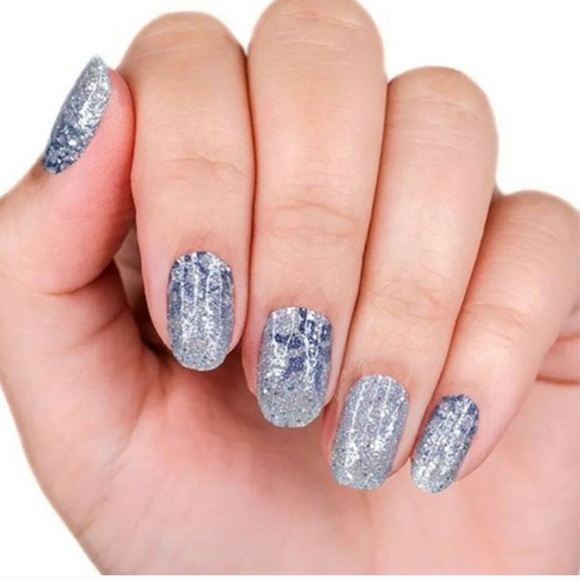 🎉3/$25 Retired Ice Ice Maybe an icy blue snowflake glitter dry nail polish strip - Picture 6 of 12